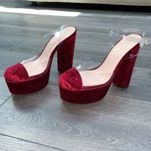 Ritch Erani NYFC Gilda pumps in red, red velvet platform heels size 6.5